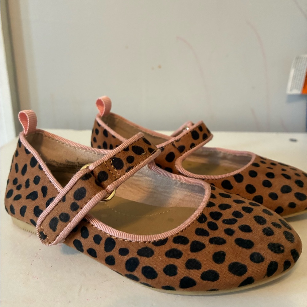 Leopard Print Kids Shoes with Pink Trim